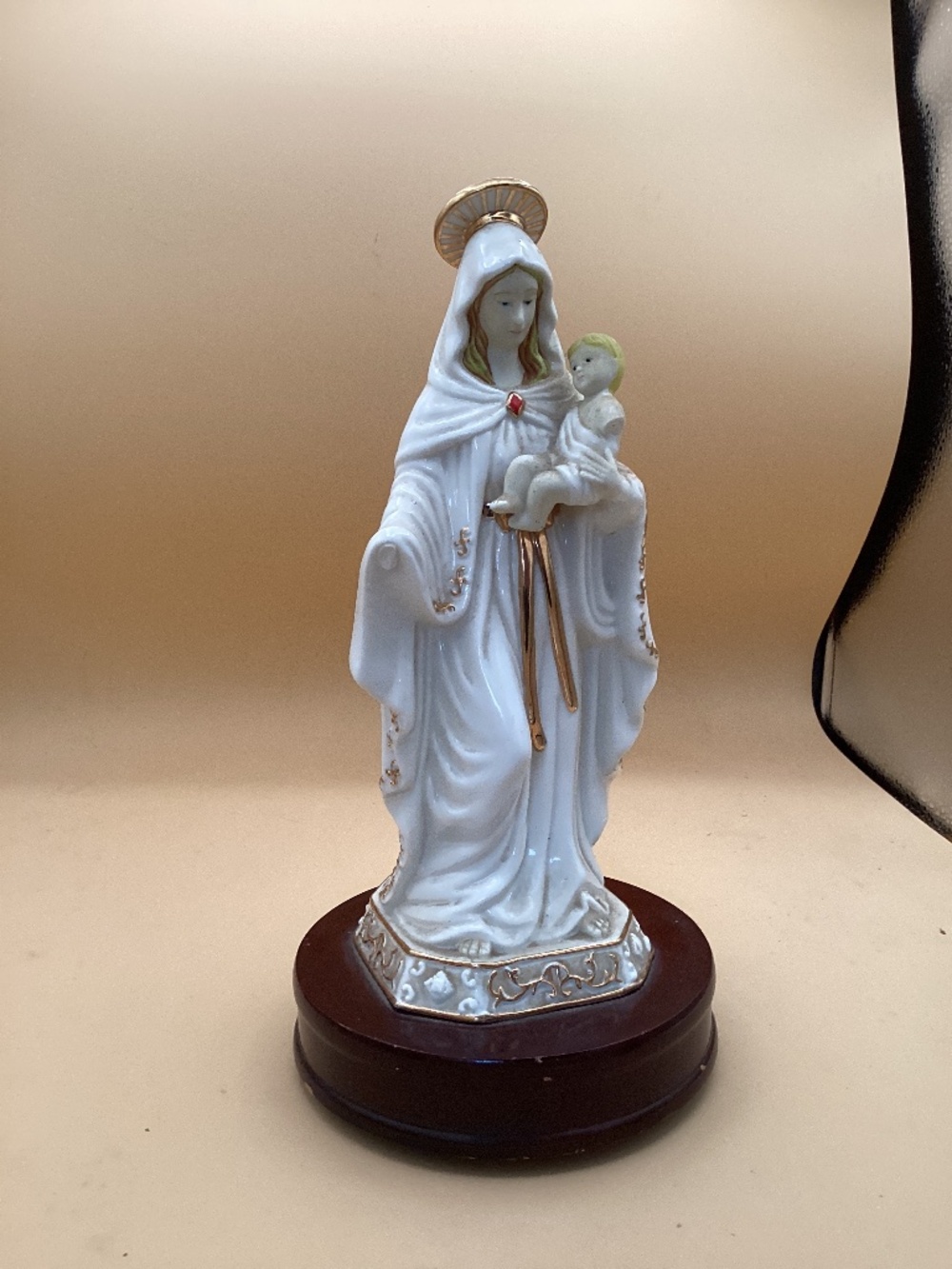 Madonna and Bambino statue and music box
